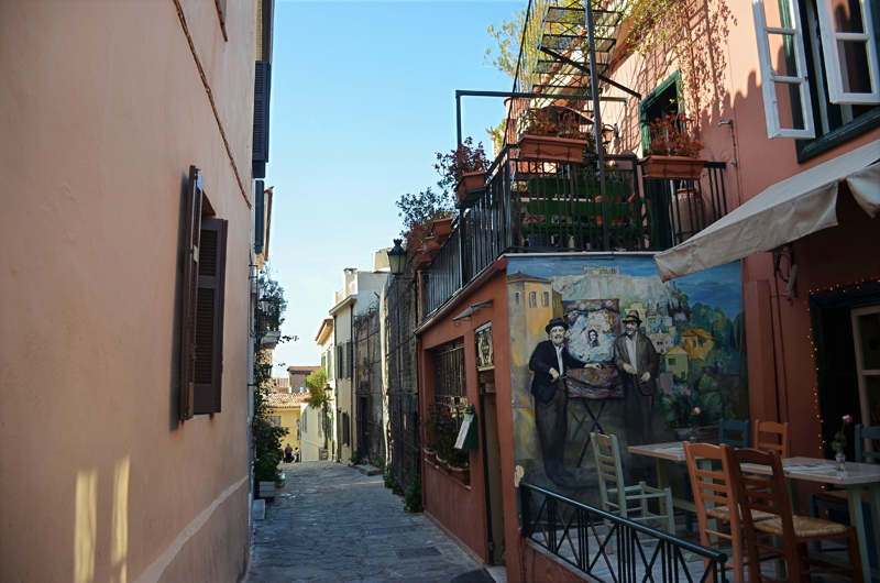 13 - Narrow cobblestone alleyway is located in the historic Plaka and Anafiotika neighborhoods situated right beneath the northern slopes of the Acropolis in Athens